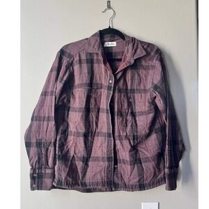 Rowan Plaid Snap Button Shirt Cabincore Ski Scandi Cozy Grunge Indi Cotton XS